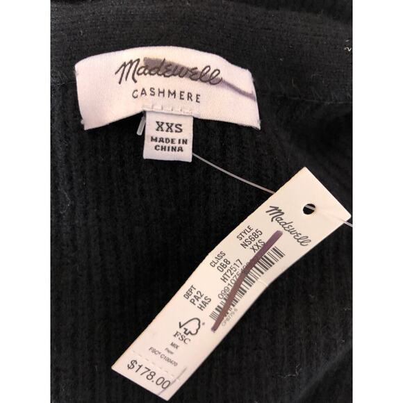 Madewell Cashmere Sweater V Neck Black NWT XXS - Picture 5 of 7